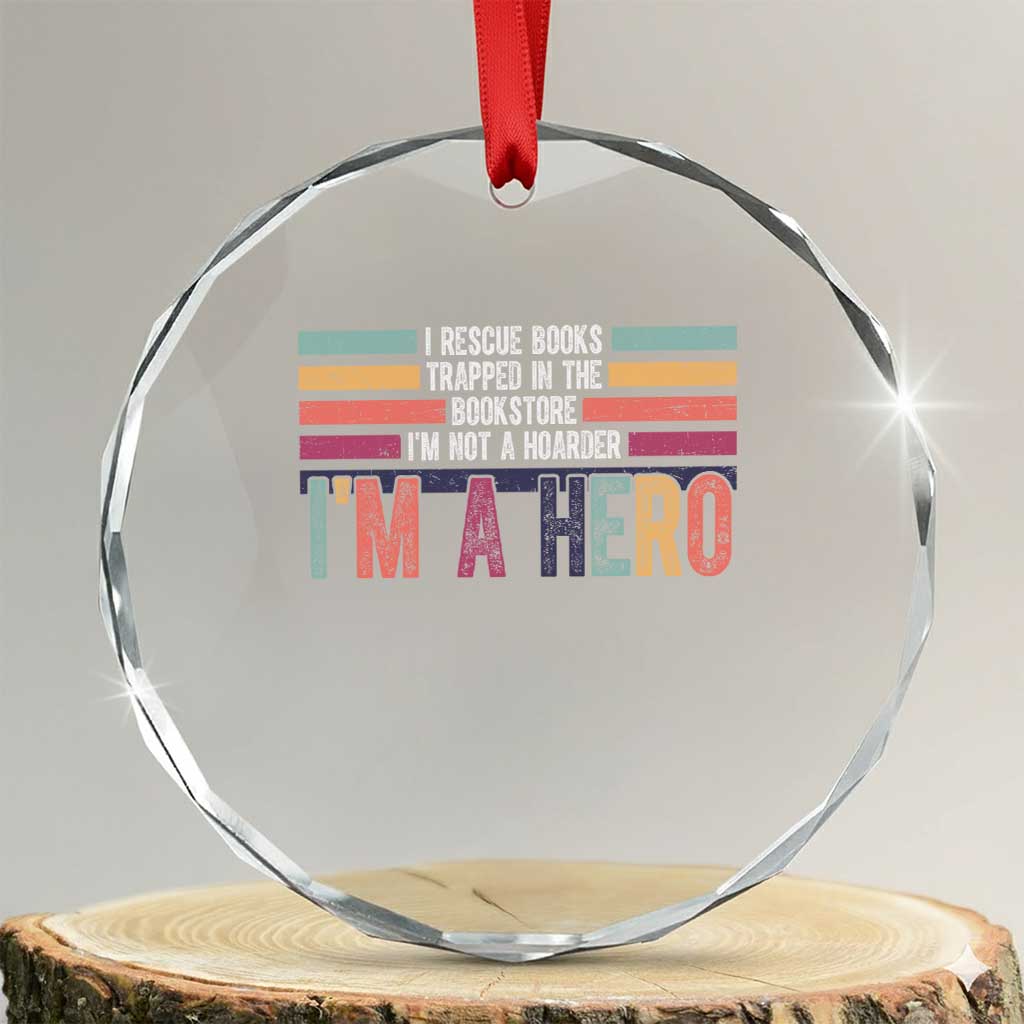 Book Lover Crystal Glass Ornament I Rescue Books TS10 Transparent Glass 3'' Circle Print Your Wear