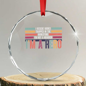 Book Lover Crystal Glass Ornament I Rescue Books TS10 Transparent Glass 3'' Circle Print Your Wear