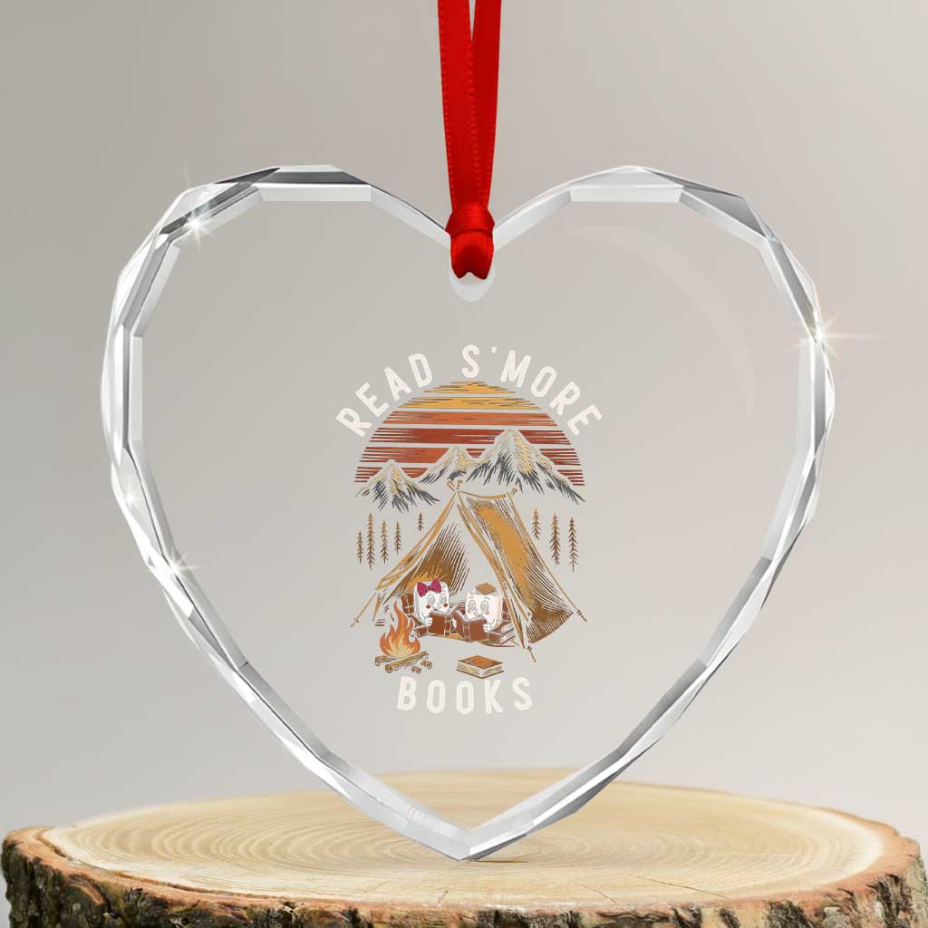 Book Lover Gift Heart Crystal Glass Ornament Read Smore Books Camping Humor TS12 Transparent Glass 3'' Heart Print Your Wear