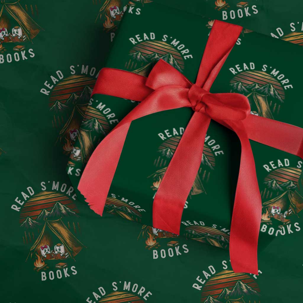 Book Lover Gift Wrapping Paper Roll Read Smore Books Camping Humor TS12 Green Print Your Wear
