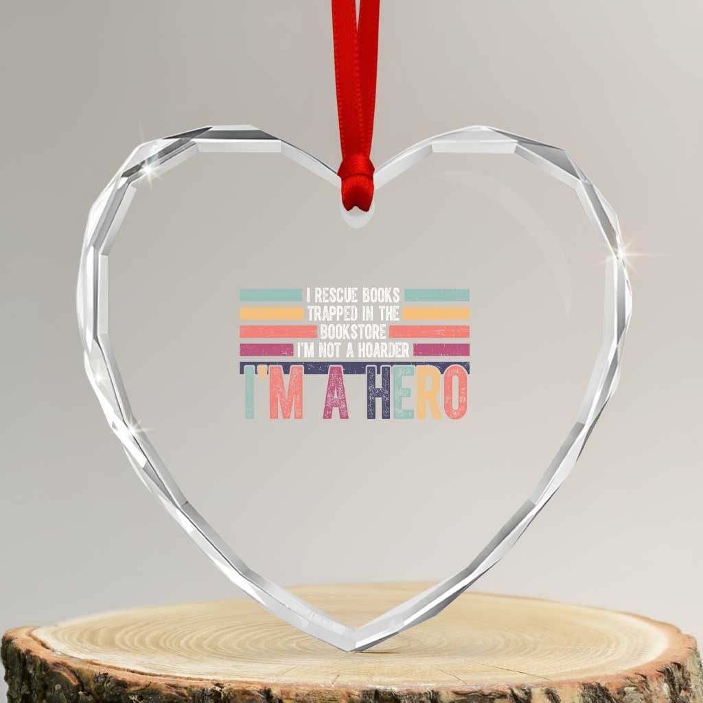 Book Lover Heart Crystal Glass Ornament I Rescue Books TS10 Transparent Glass 3'' Heart Print Your Wear