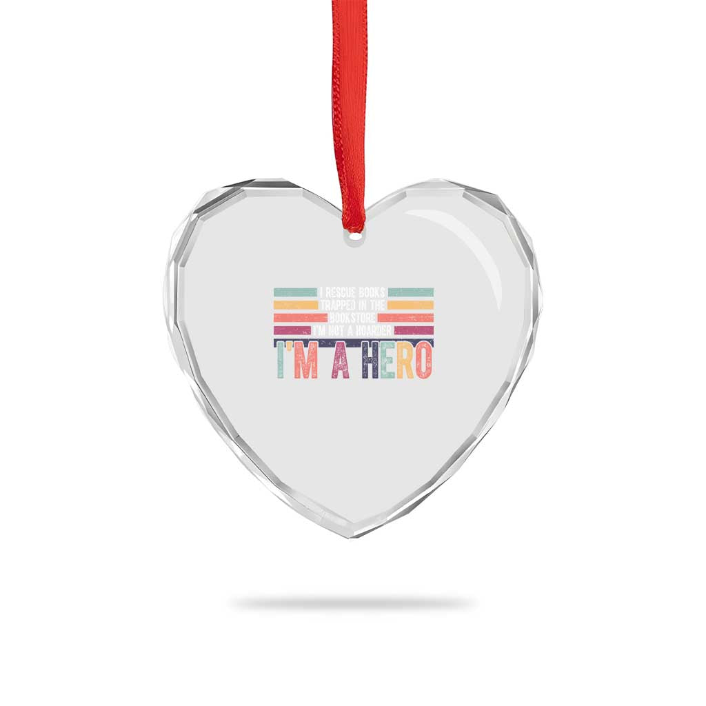 Book Lover Heart Crystal Glass Ornament I Rescue Books TS10 Print Your Wear