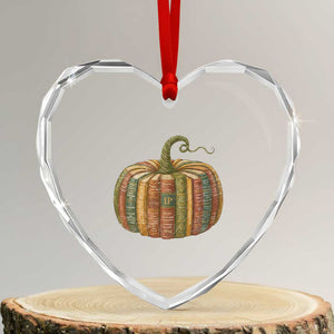 Book Pumpkin Autumn Fall Librarians Bookworm Teacher Heart Crystal Glass Ornament TS11 Transparent Glass 3'' Heart Print Your Wear