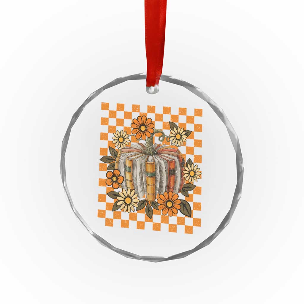 Book Pumpkin Crystal Glass Ornament Fall Halloween Book Lover Bookish Gift TS10 Transparent Glass 3'' Circle Print Your Wear