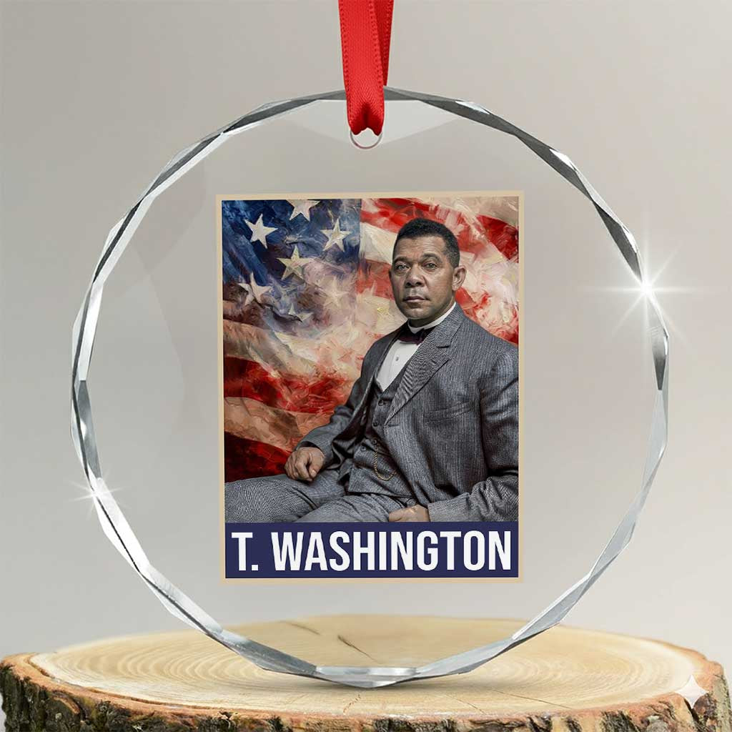 Booker Taliaferro Washington Crystal Glass Ornament African American Educator Black History Month TS11 Transparent Glass 3'' Circle Print Your Wear