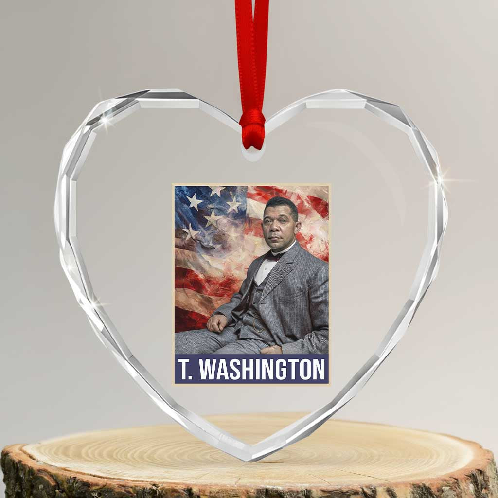 Booker Taliaferro Washington Heart Crystal Glass Ornament African American Educator Black History Month TS11 Transparent Glass 3'' Heart Print Your Wear