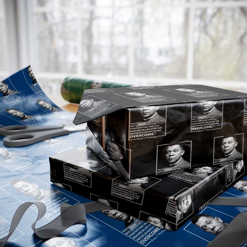 Booker Taliaferro Washington Wrapping Paper Roll Success Is To Be Measured Not So Much By The Position That One Has Reached TS11 Black Print Your Wear