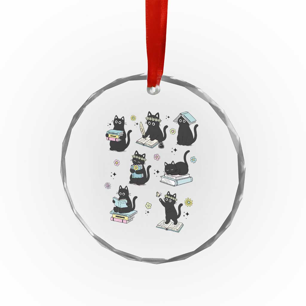 Bookish Black Cat Crystal Glass Ornament Funny Librarian Cat Lover Gift TS12 Print Your Wear