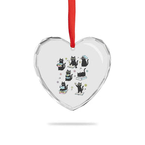 Bookish Black Cat Heart Crystal Glass Ornament Funny Librarian Cat Lover Gift TS12 Print Your Wear
