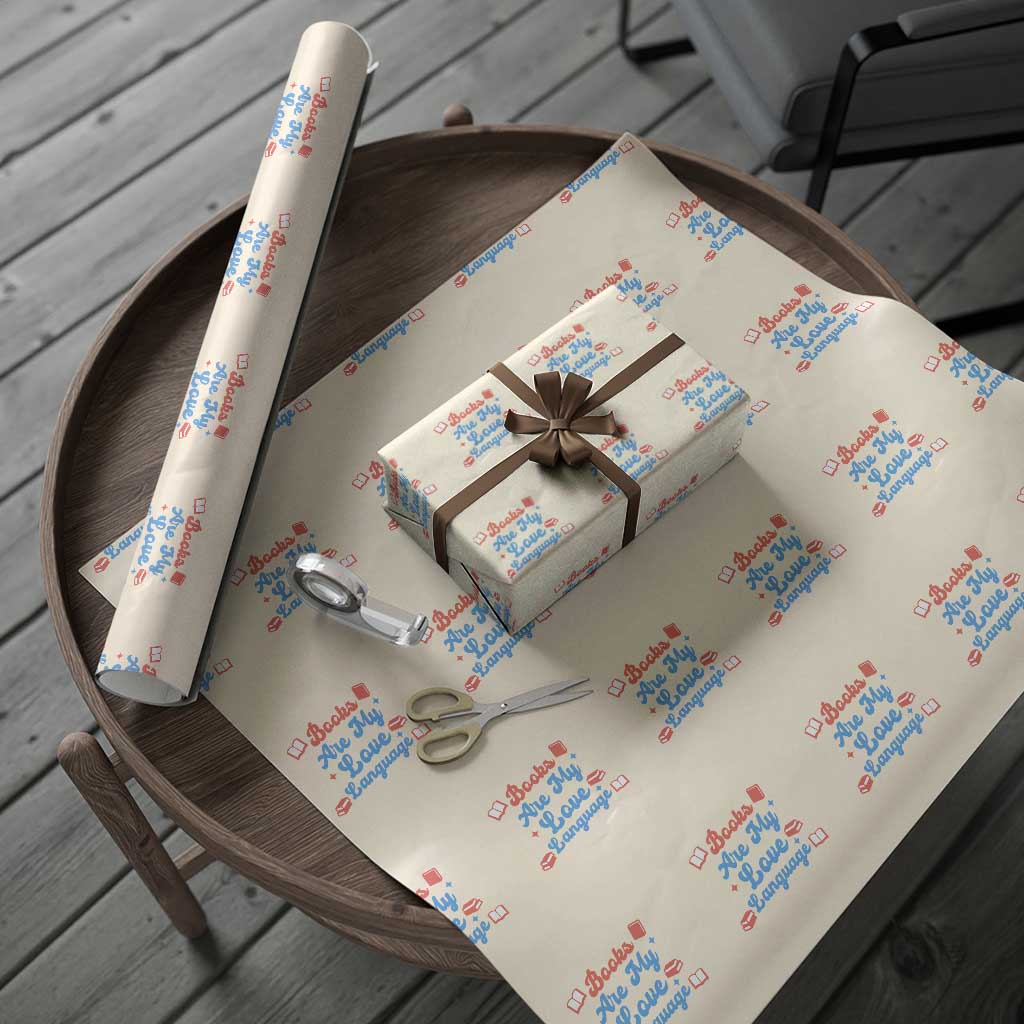 Books Are My Love Language Wrapping Paper Roll Bookish Patriot Gift TS12 Beige Print Your Wear