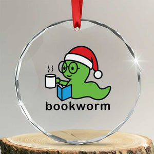 Bookworm Christmas Crystal Glass Ornament Reading Book Lover TS14 Transparent Glass 3'' Circle Print Your Wear