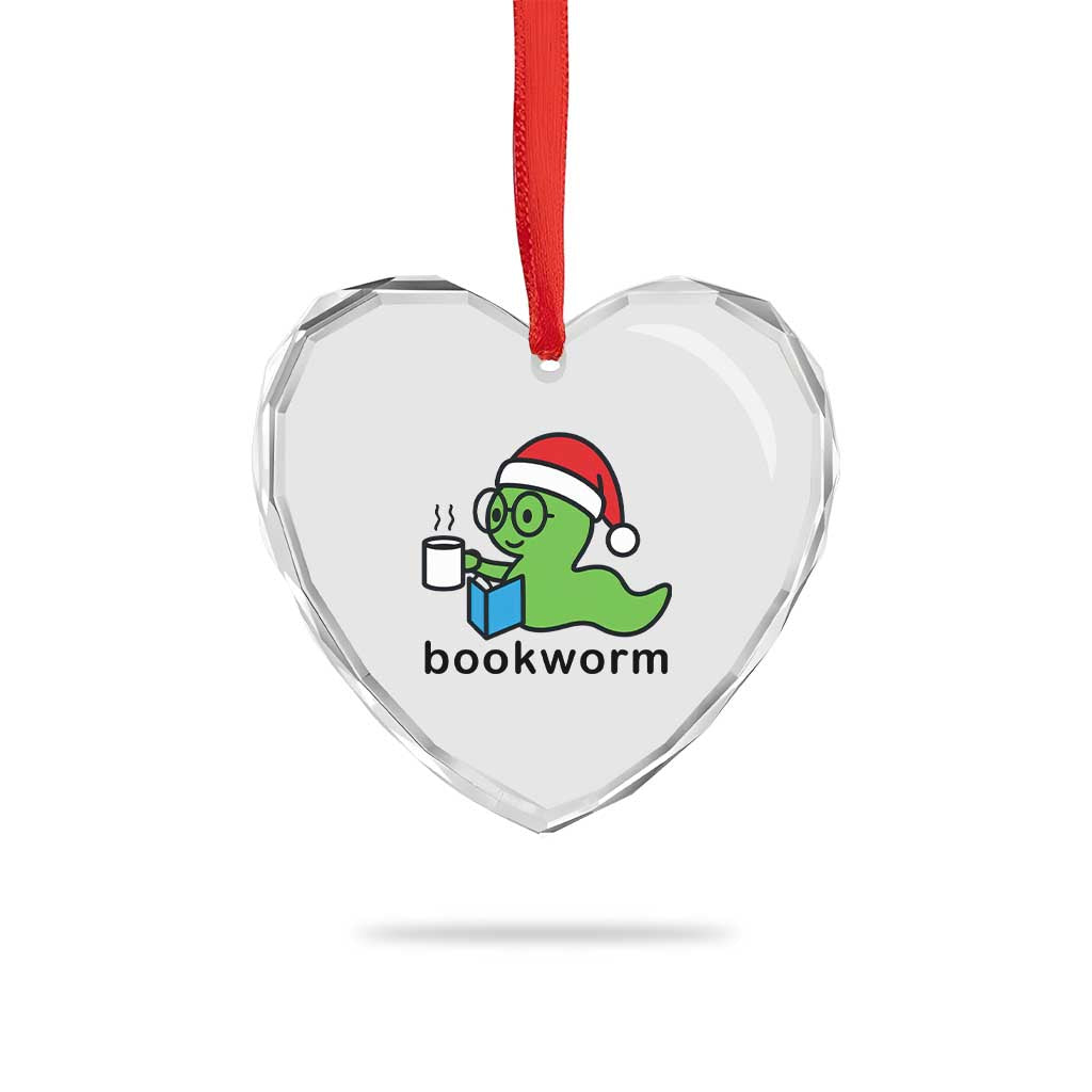 Bookworm Christmas Heart Crystal Glass Ornament Reading Book Lover TS14 Print Your Wear