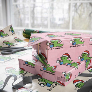 Bookworm Christmas Wrapping Paper Roll Reading Book Lover TS14 Light Pink Print Your Wear