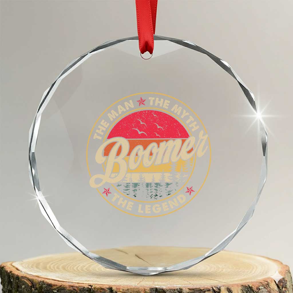 Boomers Generation Crystal Glass Ornament The Man The Myth The Legend TS10 Transparent Glass 3'' Circle Print Your Wear