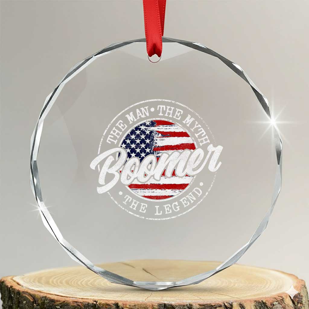 Boomers Generation Crystal Glass Ornament Vintage The Man The Myth The Legend American Flag TS10 Transparent Glass 3'' Circle Print Your Wear
