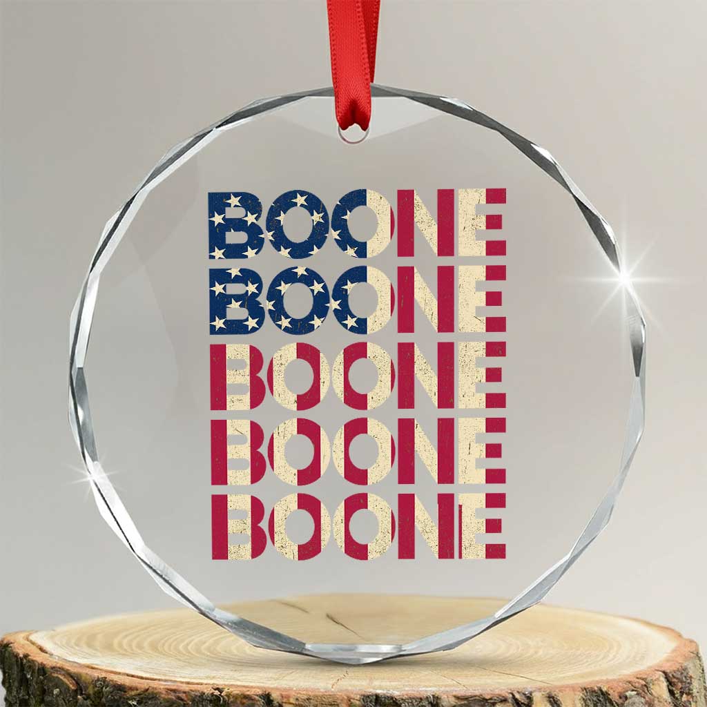 Boone Name Lover American Flag USA Stars Stripes Crystal Glass Ornament TS02 Transparent Glass 3'' Circle Print Your Wear