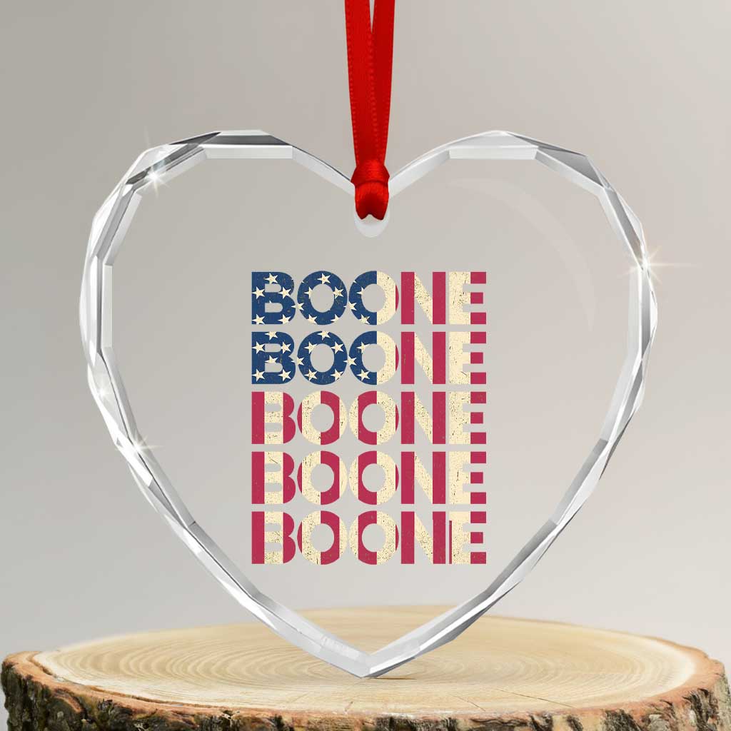 Boone Name Lover American Flag USA Stars Stripes Heart Crystal Glass Ornament TS02 Transparent Glass 3'' Heart Print Your Wear