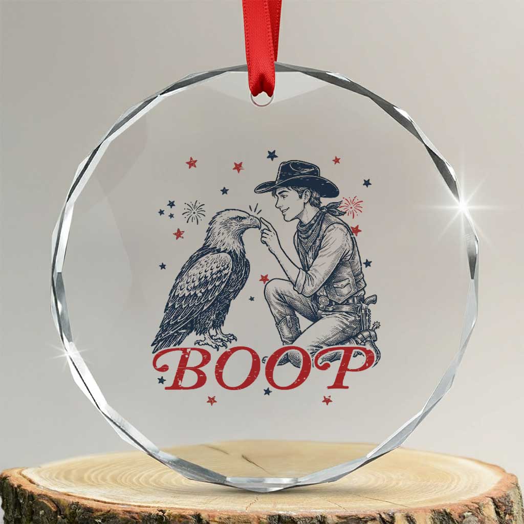 Boop Eagle Crystal Glass Ornament Western Cowboy Patriotic 4th of July TS14 Transparent Glass 3'' Circle Print Your Wear