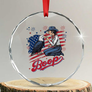 Boop Eagle Crystal Glass Ornament Western Cowgirl Patriotic USA American 4th of July TS14 Transparent Glass 3'' Circle Print Your Wear