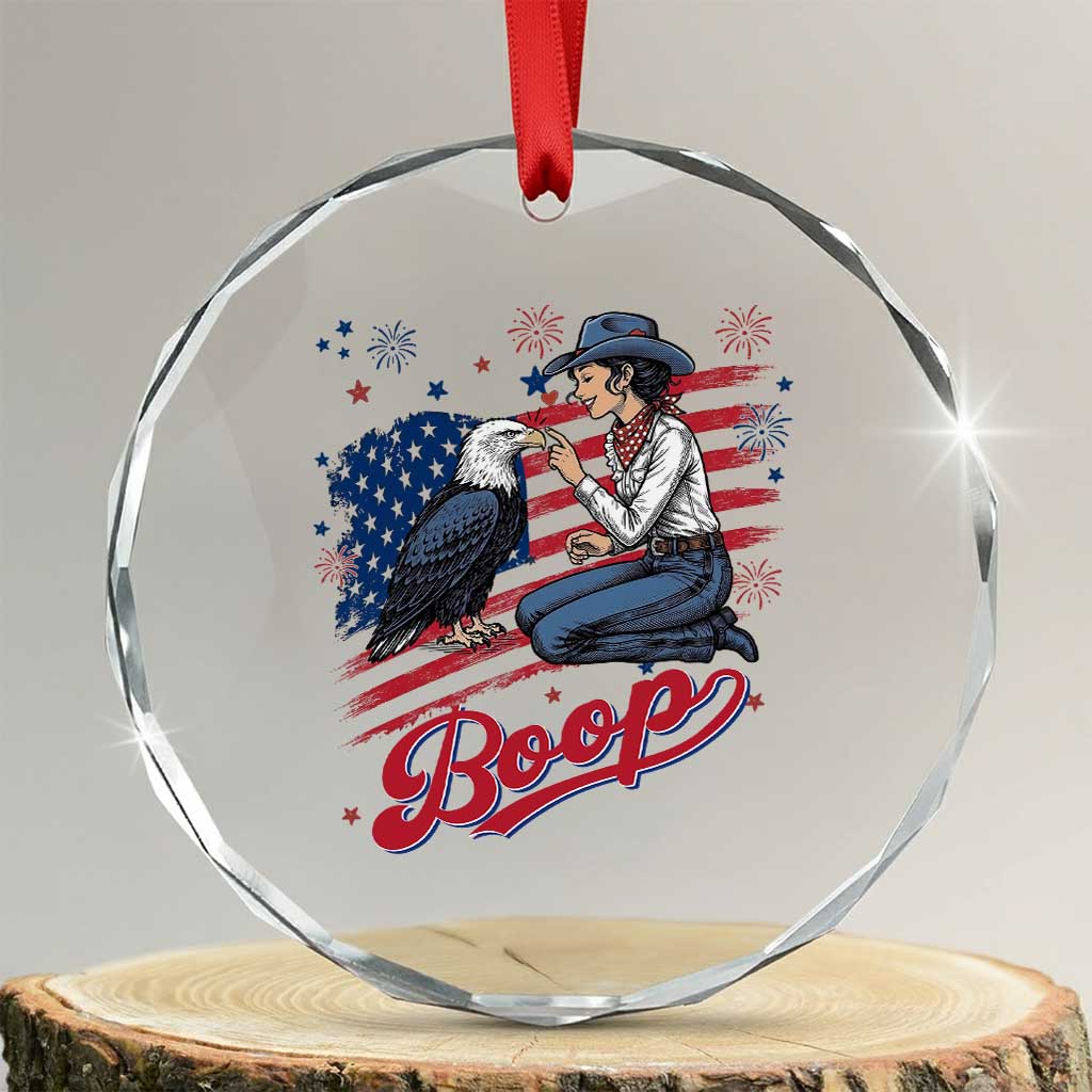 Boop Eagle Crystal Glass Ornament Western Cowgirl Patriotic USA American 4th of July TS14 Transparent Glass 3'' Circle Print Your Wear