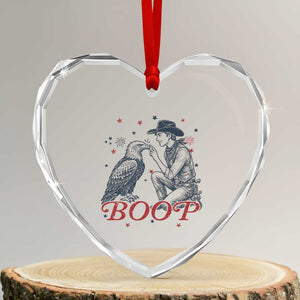 Boop Eagle Heart Crystal Glass Ornament Western Cowboy Patriotic 4th of July