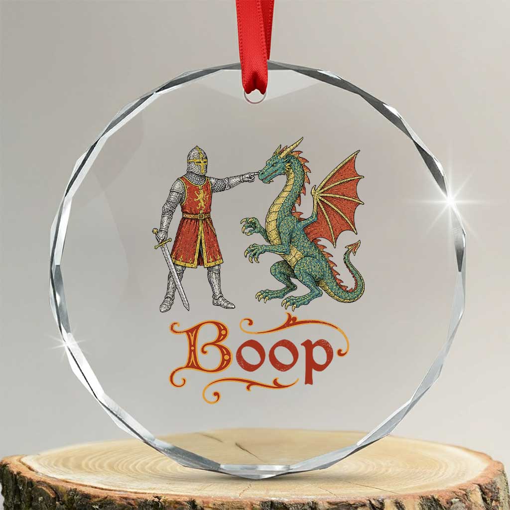 Boop Medieval Knight Dragon Crystal Glass Ornament Funny Ren Faire Dark Fantasy TS11 Transparent Glass 3'' Circle Print Your Wear