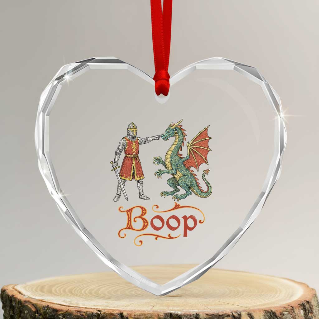 Boop Medieval Knight Dragon Heart Crystal Glass Ornament Funny Ren Faire Dark Fantasy TS11 Transparent Glass 3'' Heart Print Your Wear