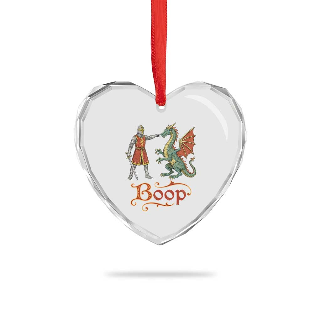 Boop Medieval Knight Dragon Heart Crystal Glass Ornament Funny Ren Faire Dark Fantasy