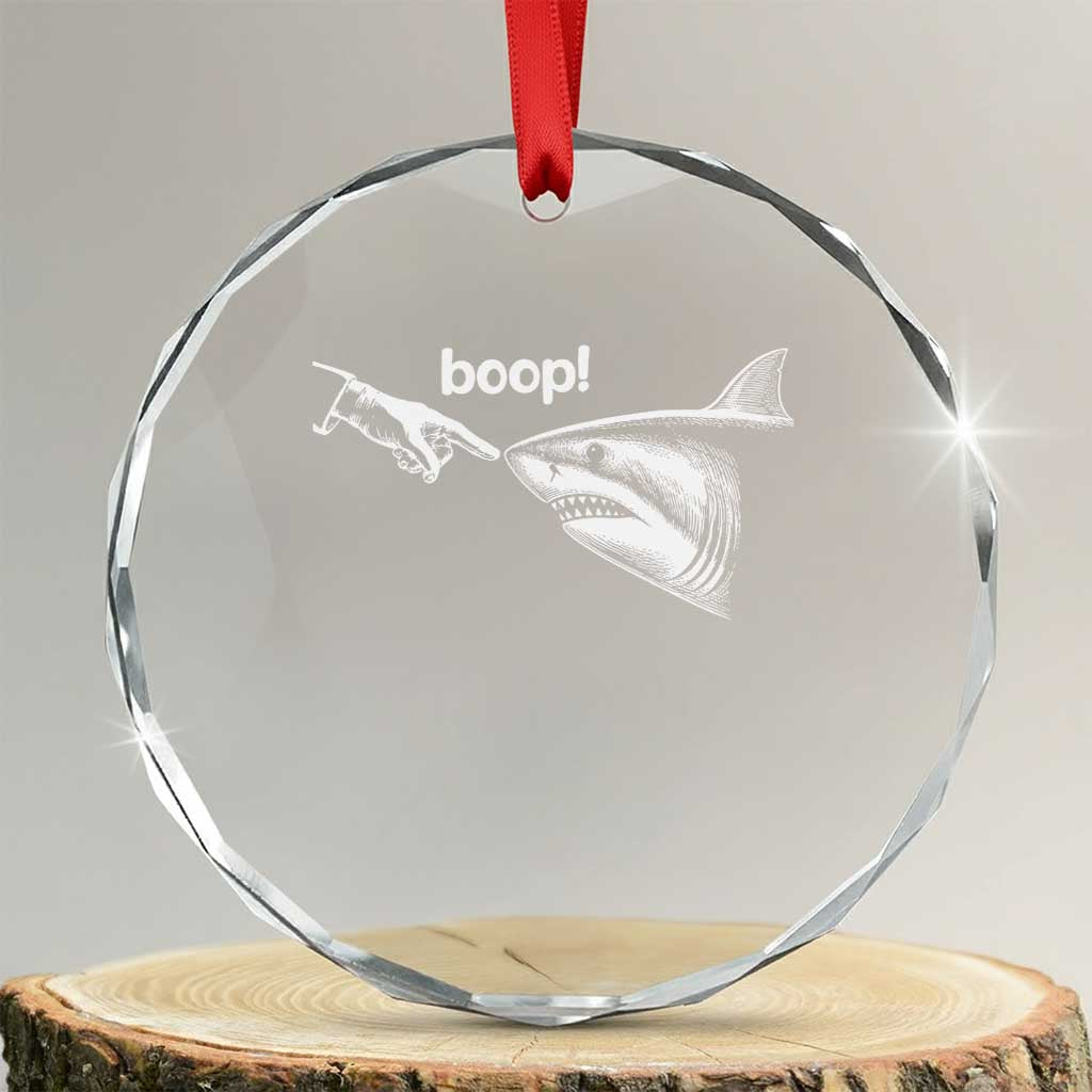 Boop Shark Meme Crystal Glass Ornament Funny Nose Touch Shark Lovers Ocean Life TS11 Transparent Glass 3'' Circle Print Your Wear