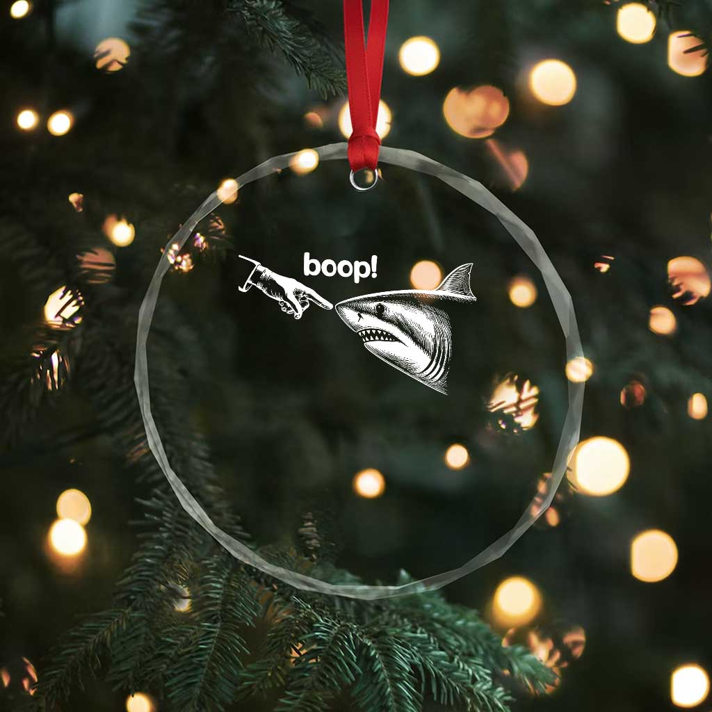Boop Shark Meme Crystal Glass Ornament Funny Nose Touch Shark Lovers Ocean Life TS11 Print Your Wear