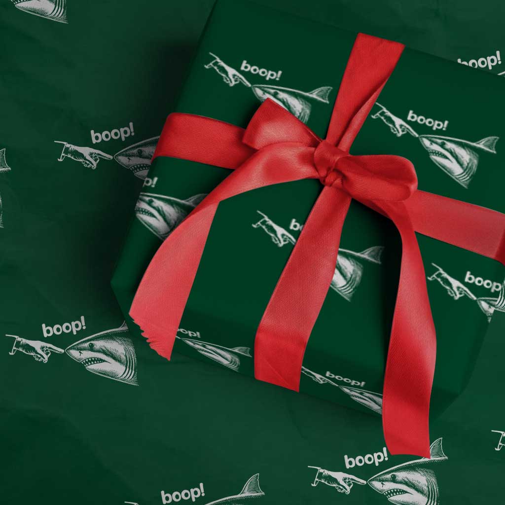 Boop Shark Meme Wrapping Paper Roll Funny Nose Touch Shark Lovers Ocean Life TS11 Green Print Your Wear