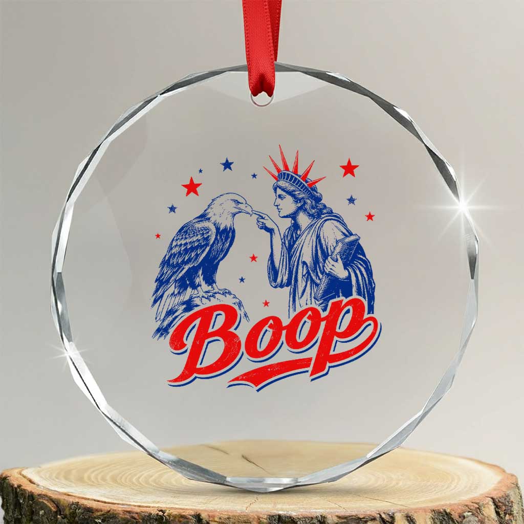 Boop Statue of Liberty and Eagle 4th of July Crystal Glass Ornament TS11 Transparent Glass 3'' Circle Print Your Wear
