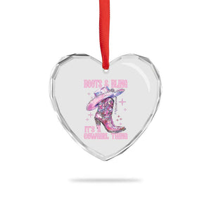 Boots and Bling Its A Cowgirl Thing Heart Crystal Glass Ornament TS10 Print Your Wear