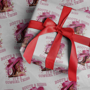Boots and Bling Its A Cowgirl Thing Western Cowgirl Wrapping Paper Roll TS10 White Print Your Wear