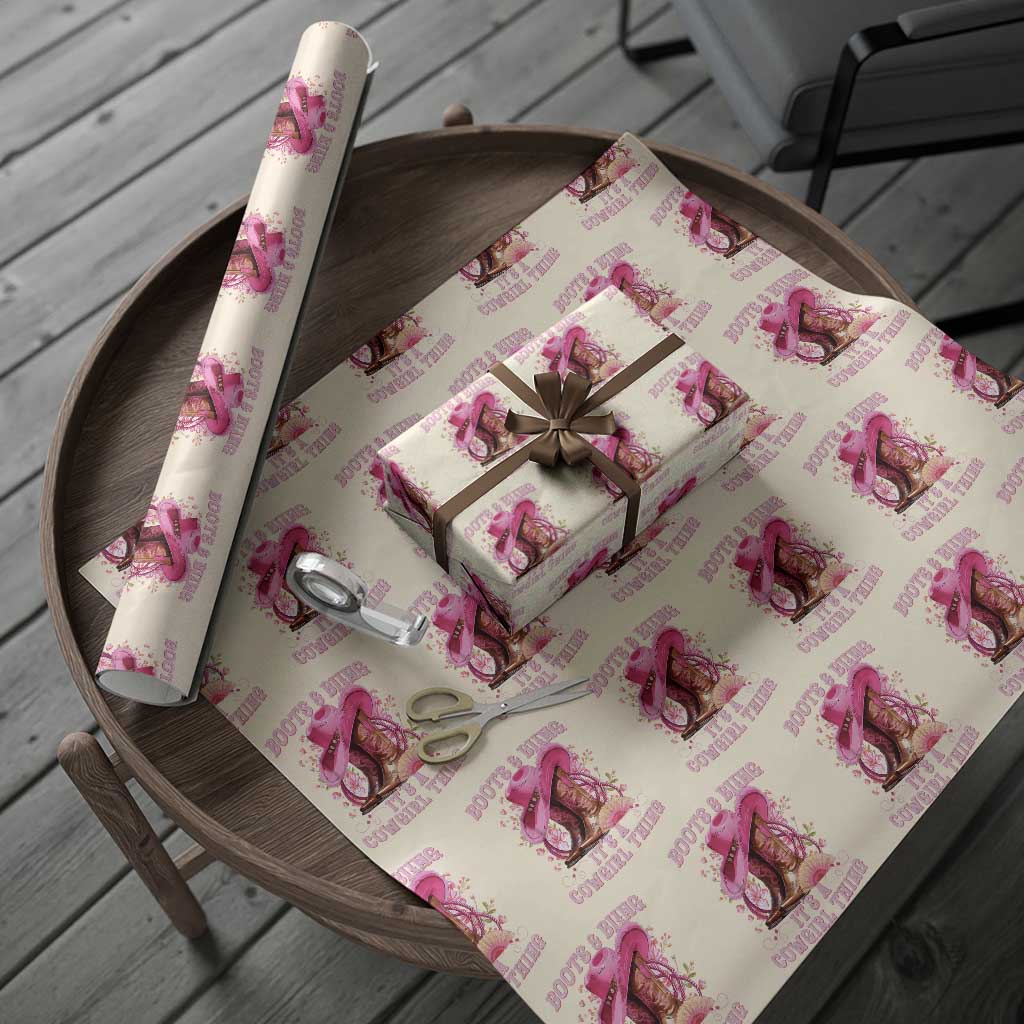 Boots and Bling Its A Cowgirl Thing Western Cowgirl Wrapping Paper Roll TS10 Beige Print Your Wear