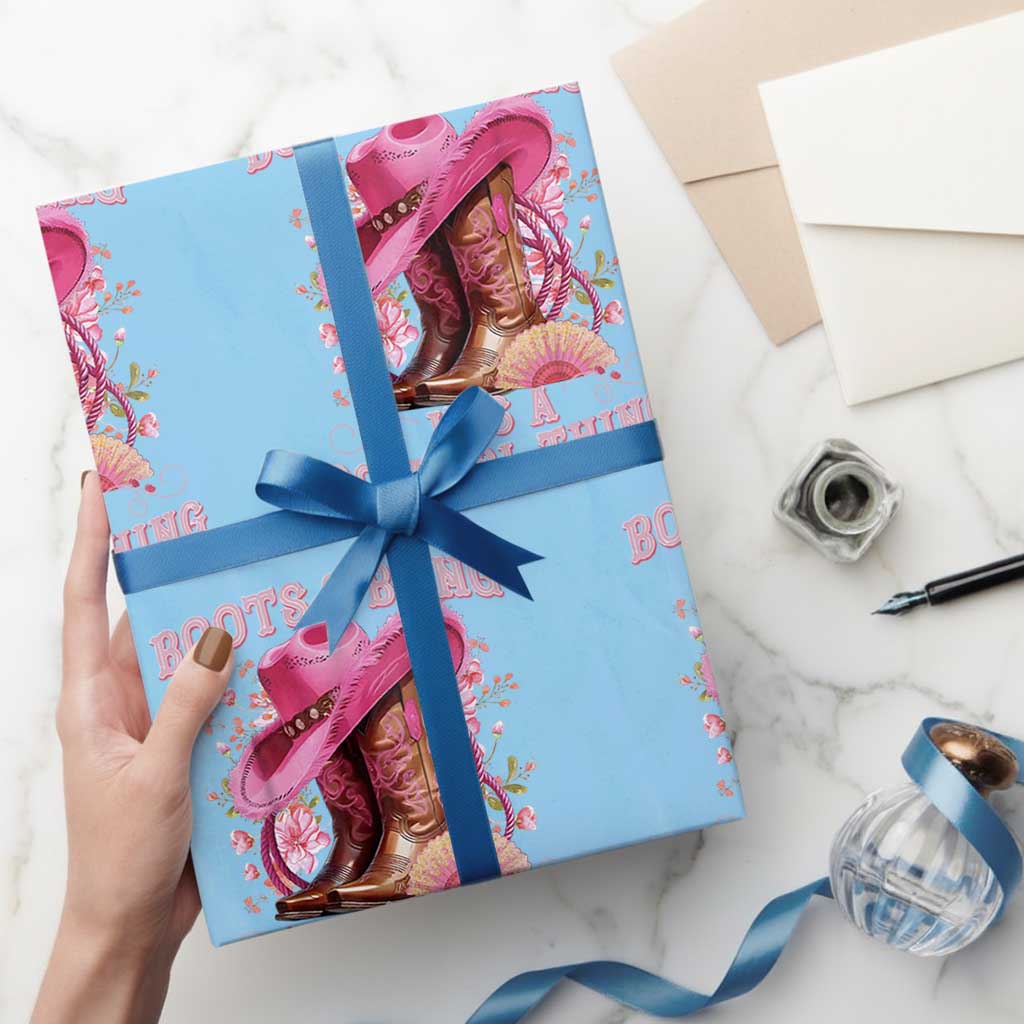 Boots and Bling Its A Cowgirl Thing Western Cowgirl Wrapping Paper Roll TS10 Light Blue Print Your Wear