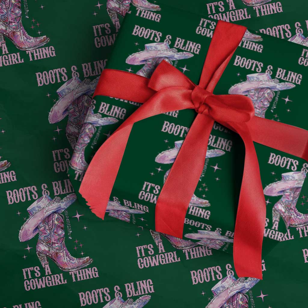Boots and Bling Its A Cowgirl Thing Wrapping Paper Roll TS10 Green Print Your Wear