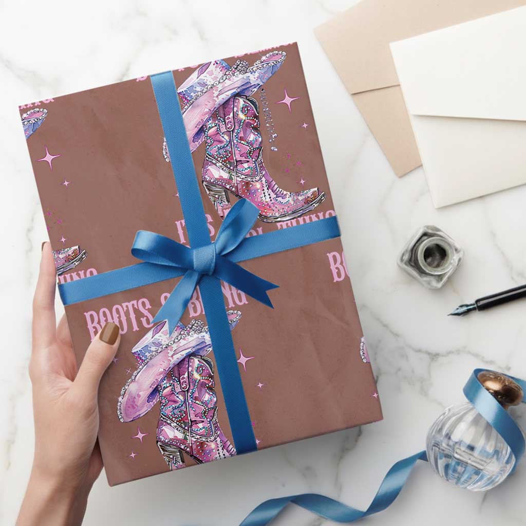 Boots and Bling Its A Cowgirl Thing Wrapping Paper Roll TS10 Mocha Print Your Wear