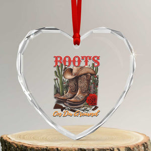 Boots On The Ground Heart Crystal Glass Ornament Cowgirl Line Dance Western Cowboy TS02 Transparent Glass 3'' Heart Print Your Wear