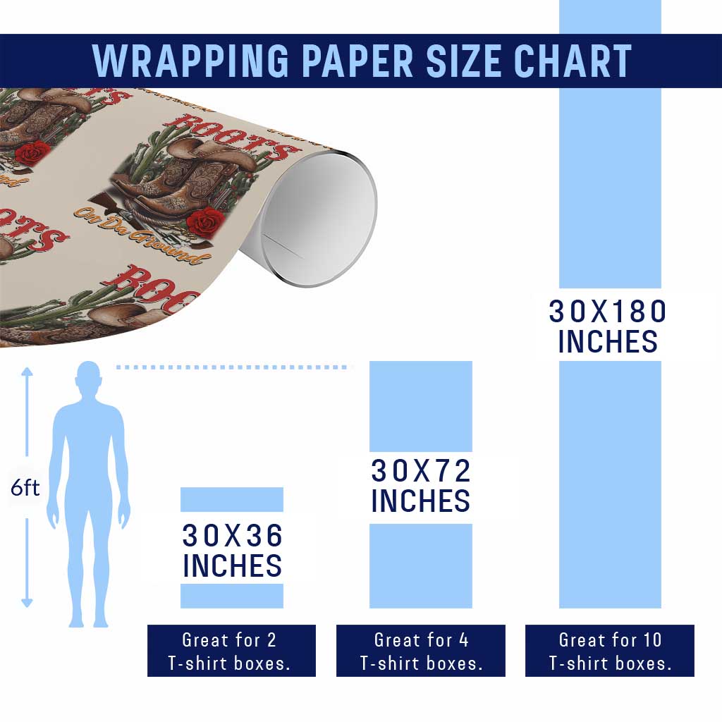 Boots On The Ground Wrapping Paper Roll Cowgirl Line Dance Western Cowboy TS02 Print Your Wear