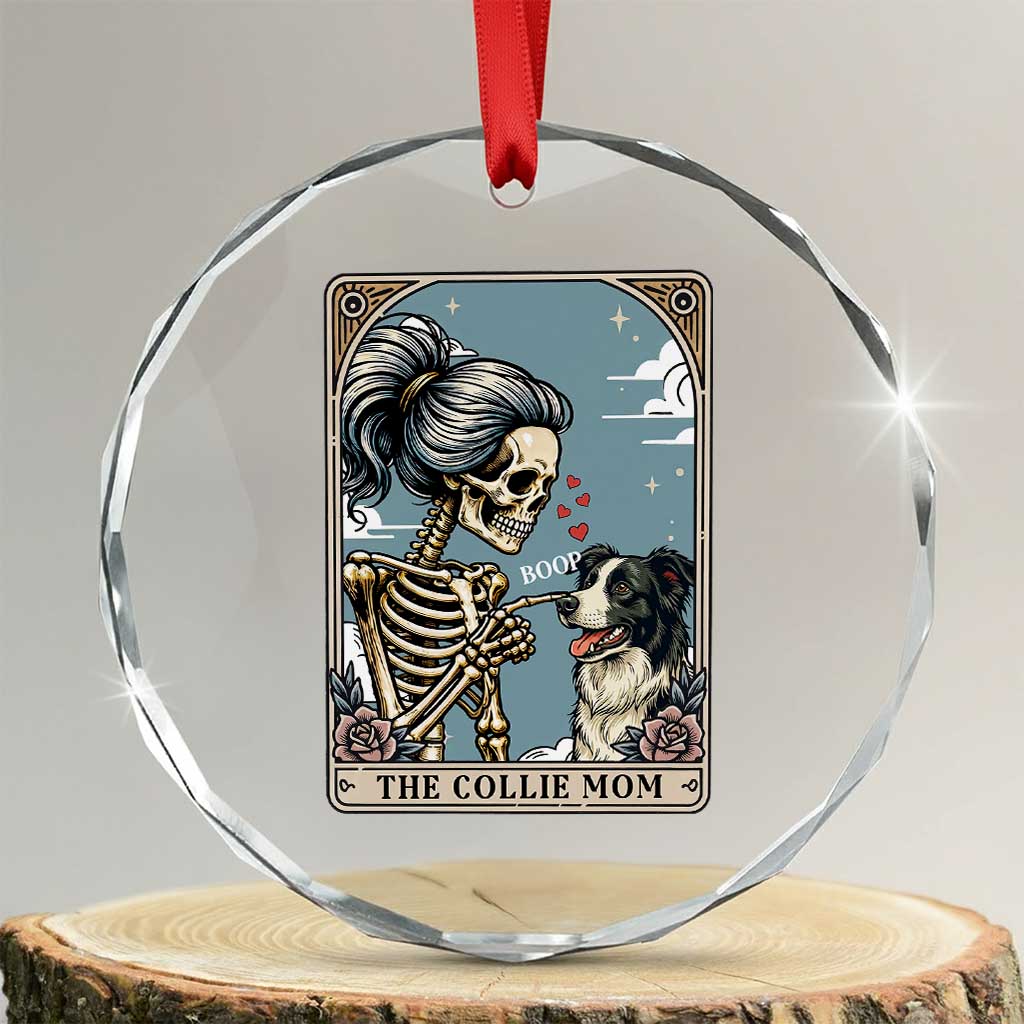 Border Collie Mom Skeleton Tarot Card Crystal Glass Ornament Boop Sheepdog Dog Lover Gift TS12 Transparent Glass 3'' Circle Print Your Wear