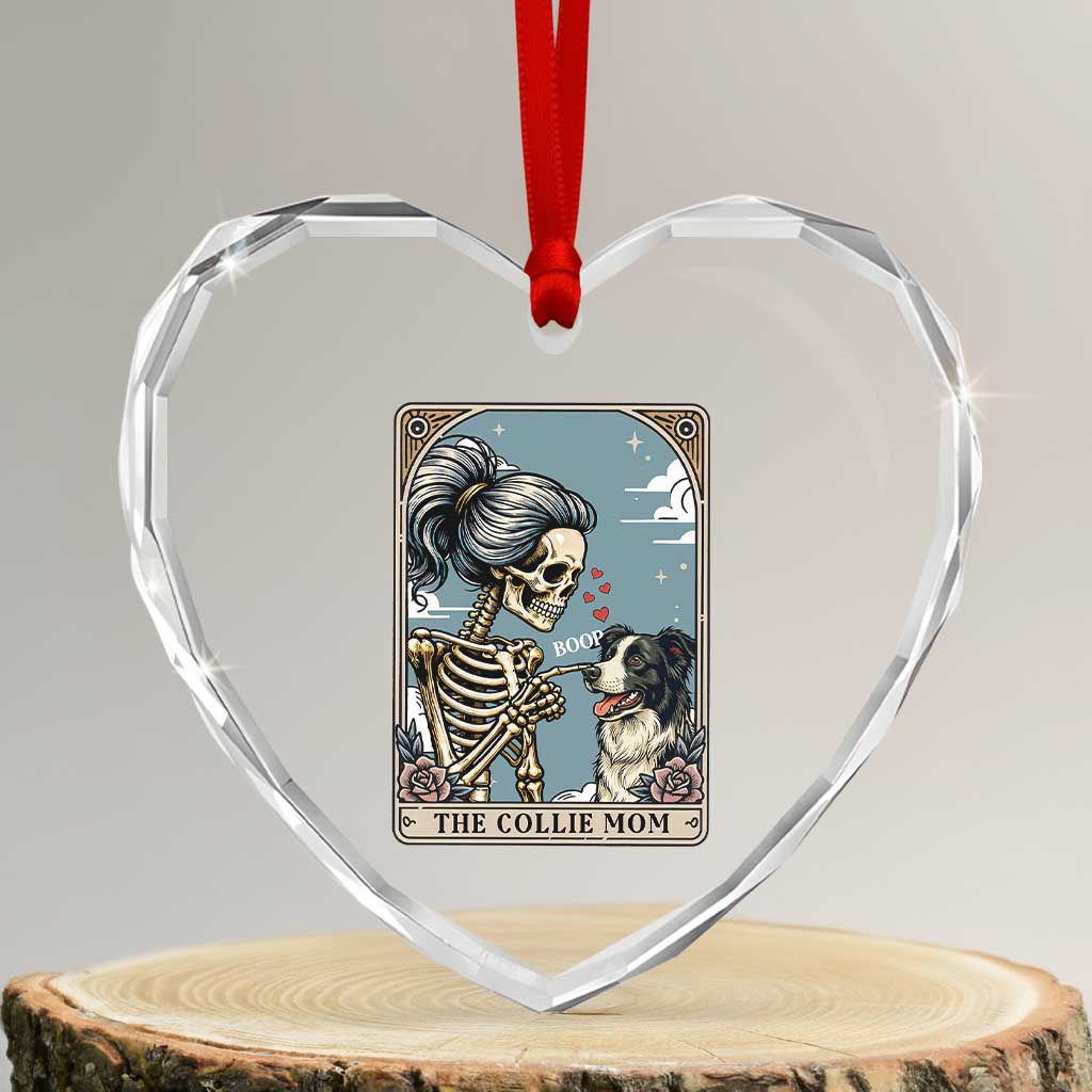 Border Collie Mom Skeleton Tarot Card Heart Crystal Glass Ornament Boop Sheepdog Dog Lover Gift TS12 Transparent Glass 3'' Heart Print Your Wear