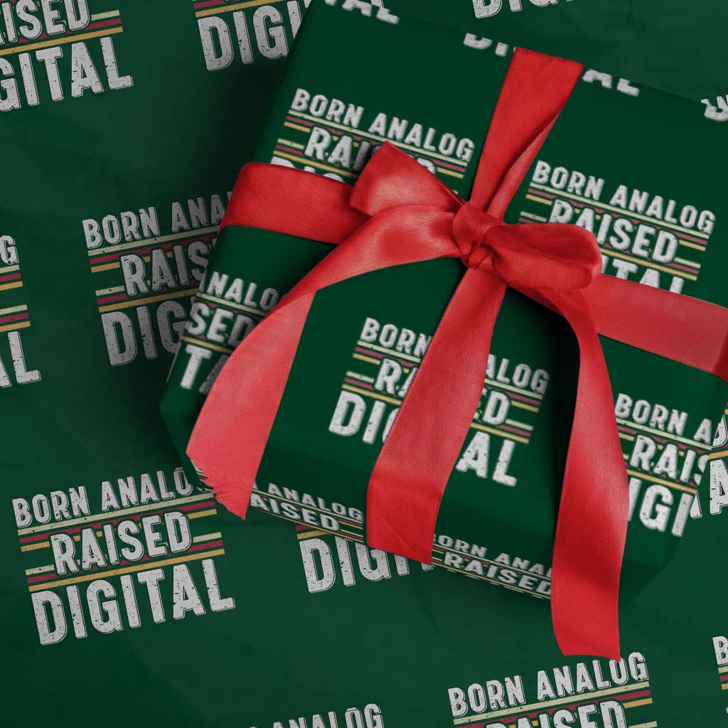 Born Analog Raised Digital Wrapping Paper Roll Vintage Sunset Retro Tech Graphic TS02 Green Print Your Wear