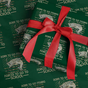 Born To Go Fishing Wrapping Paper Roll Forced School Fisherman Camouflage US Flag TS10 Green Print Your Wear