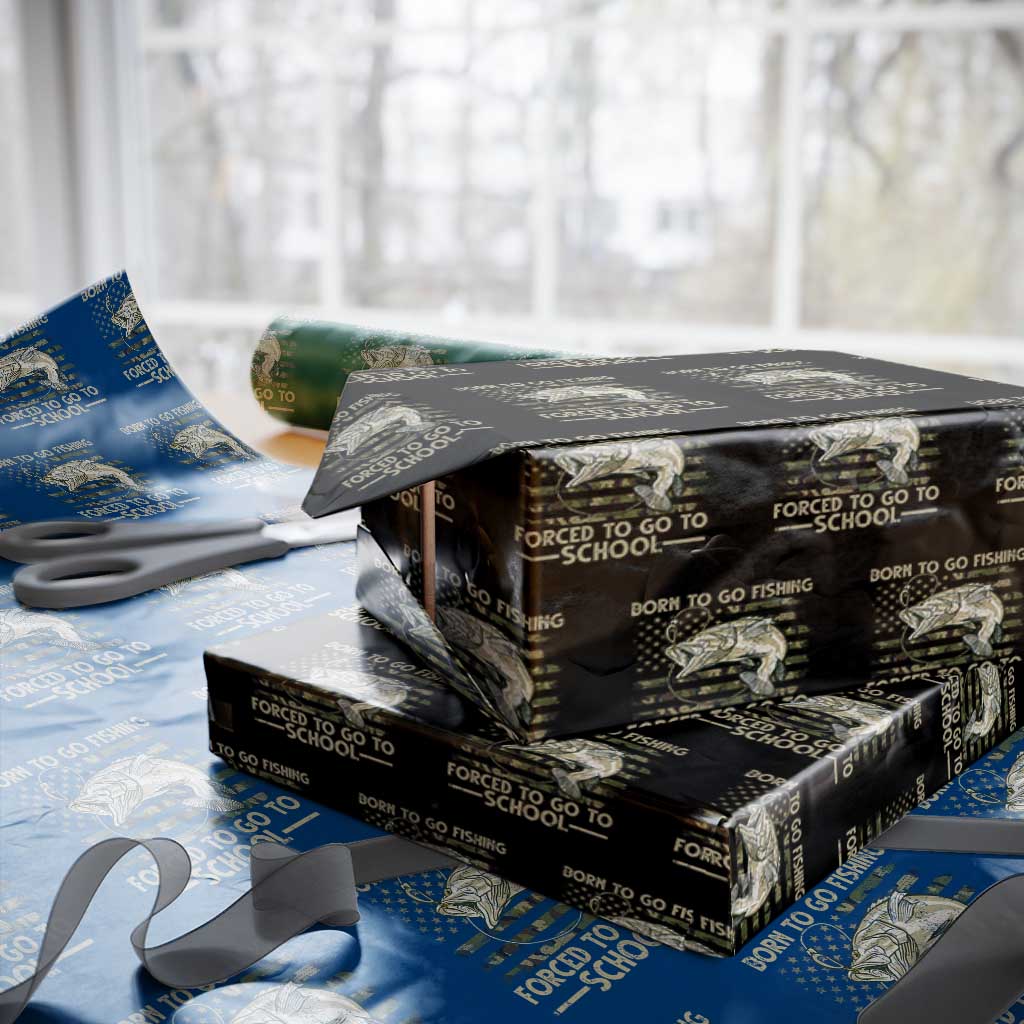 Born To Go Fishing Wrapping Paper Roll Forced School Fisherman Camouflage US Flag TS10 Black Print Your Wear