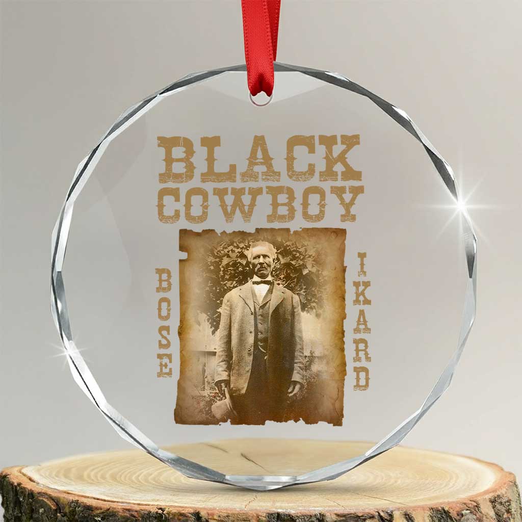 Bose Ikard Crystal Glass Ornament Black Cowboy Western Legend Vintage TS02 Transparent Glass 3'' Circle Print Your Wear