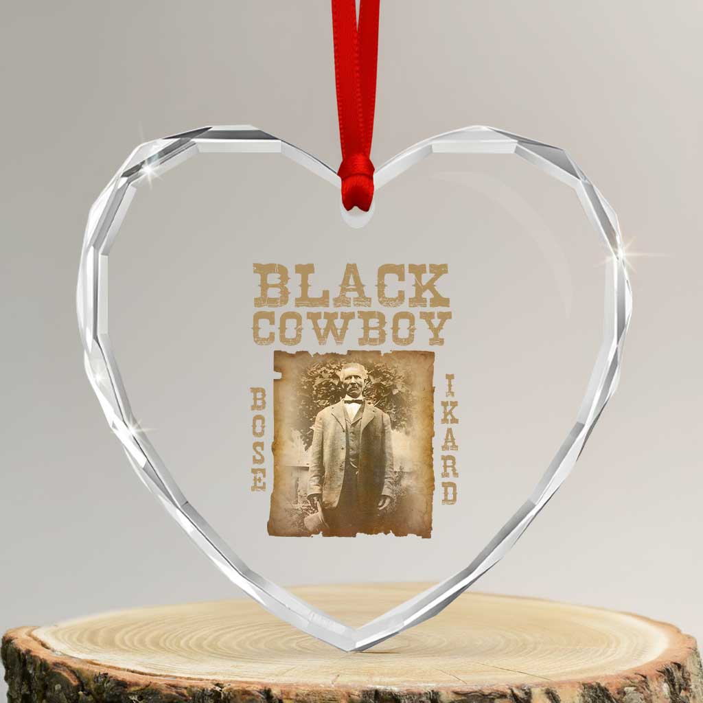 Bose Ikard Heart Crystal Glass Ornament Black Cowboy Western Legend Vintage TS02 Transparent Glass 3'' Heart Print Your Wear