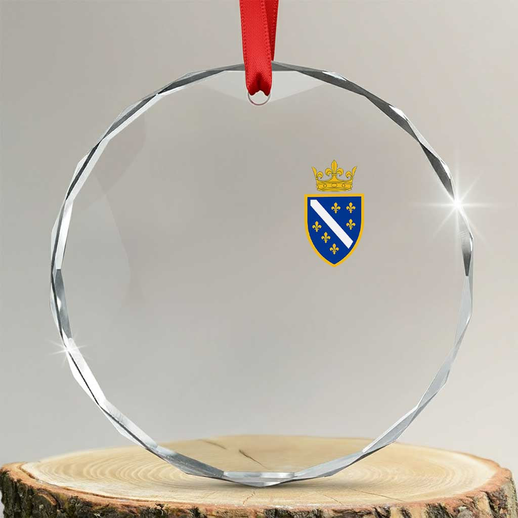 Bosnia and Herzegovina Flag Emblem with Crown Crystal Glass Ornament TS11 Transparent Glass 3'' Circle Print Your Wear