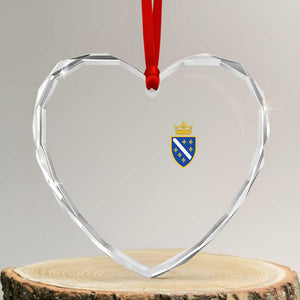 Bosnia and Herzegovina Flag Emblem with Crown Heart Crystal Glass Ornament TS11 Transparent Glass 3'' Heart Print Your Wear