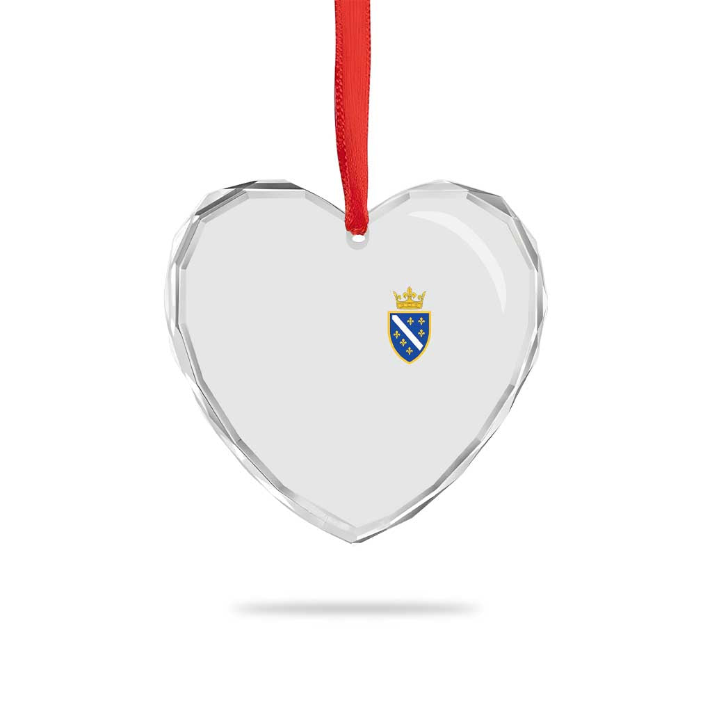 Bosnia and Herzegovina Flag Emblem with Crown Heart Crystal Glass Ornament TS11 Print Your Wear
